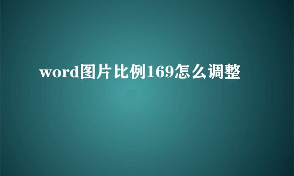 word图片比例169怎么调整