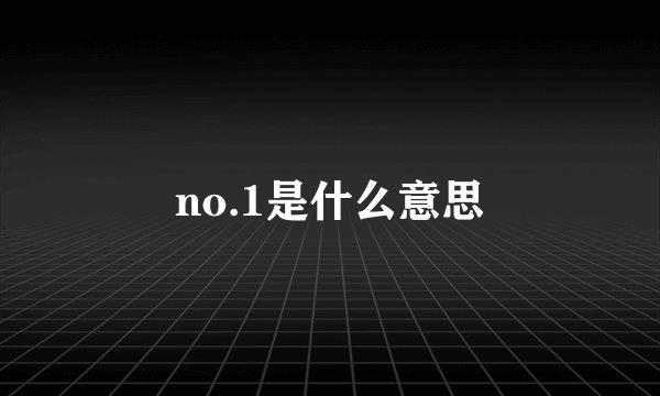 no.1是什么意思