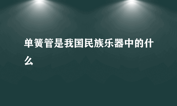 单簧管是我国民族乐器中的什么