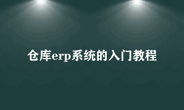 仓库erp系统的入门教程