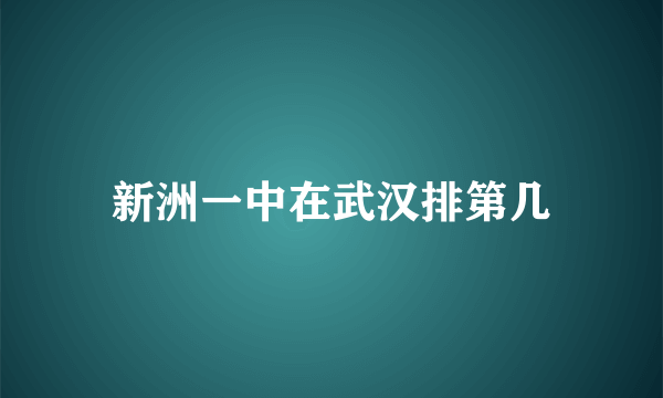 新洲一中在武汉排第几