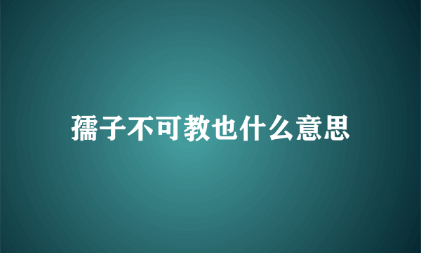 孺子不可教也什么意思