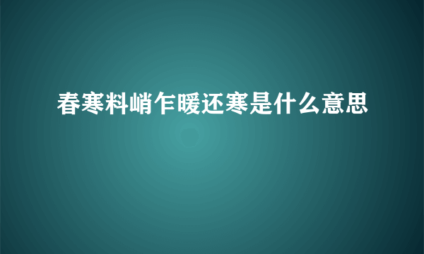 春寒料峭乍暖还寒是什么意思