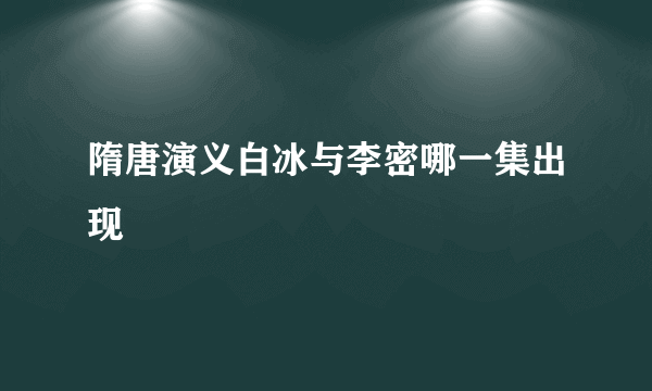 隋唐演义白冰与李密哪一集出现