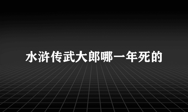 水浒传武大郎哪一年死的