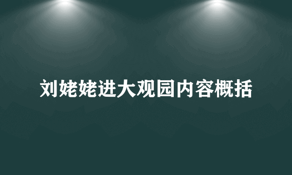 刘姥姥进大观园内容概括