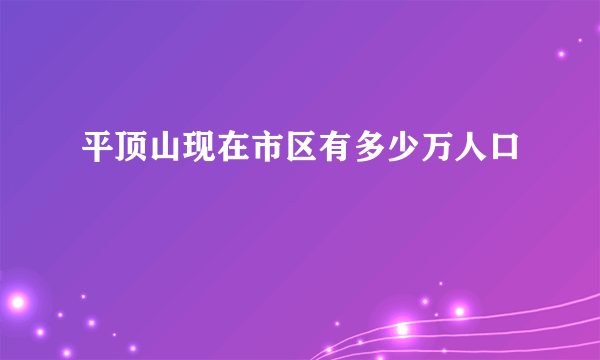 平顶山现在市区有多少万人口