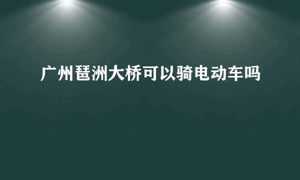 广州琶洲大桥可以骑电动车吗