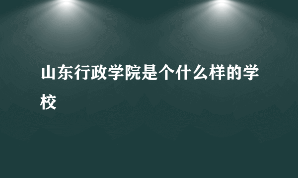 山东行政学院是个什么样的学校