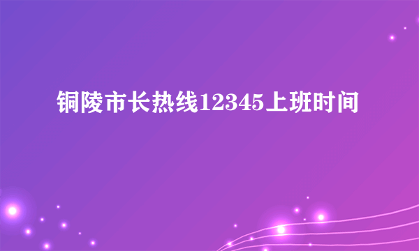 铜陵市长热线12345上班时间