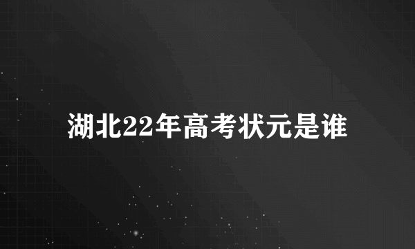 湖北22年高考状元是谁