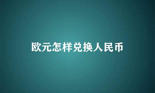 欧元怎样兑换人民币