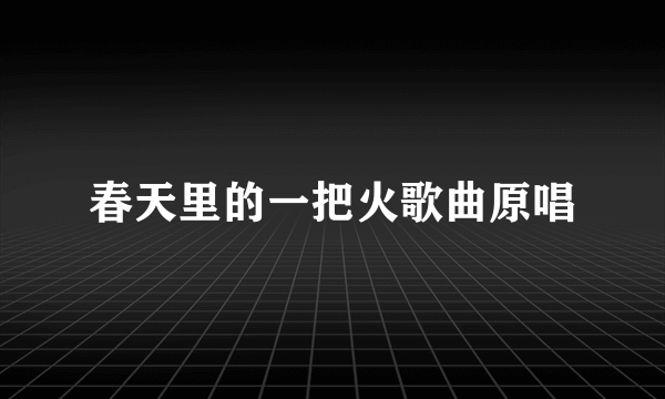 春天里的一把火歌曲原唱