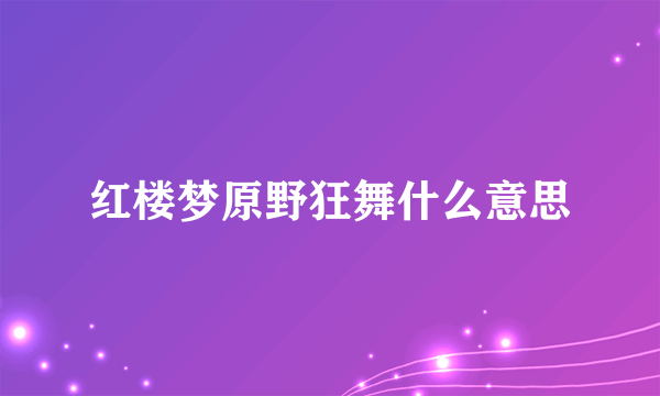 红楼梦原野狂舞什么意思