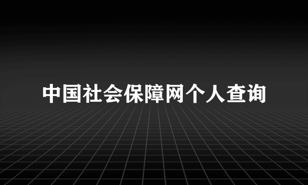 中国社会保障网个人查询