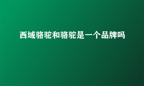 西域骆驼和骆驼是一个品牌吗