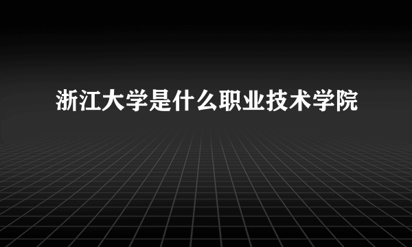 浙江大学是什么职业技术学院