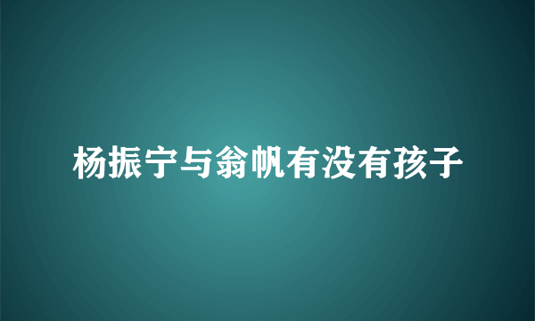 杨振宁与翁帆有没有孩子