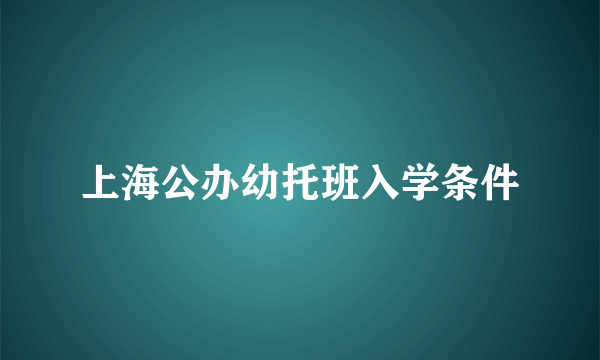 上海公办幼托班入学条件