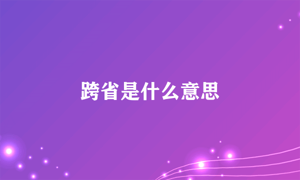 跨省是什么意思