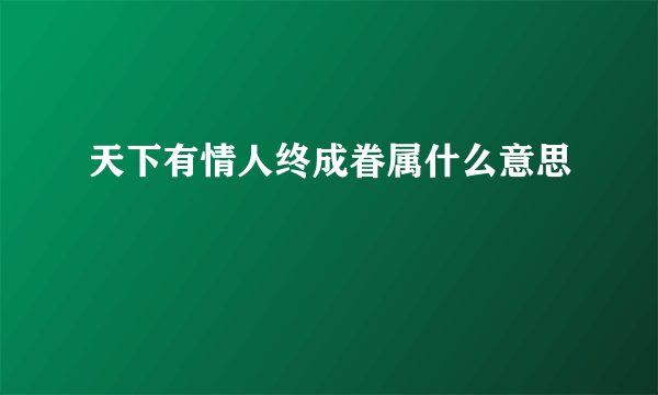 天下有情人终成眷属什么意思