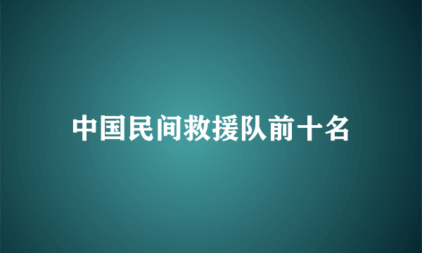 中国民间救援队前十名