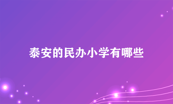 泰安的民办小学有哪些