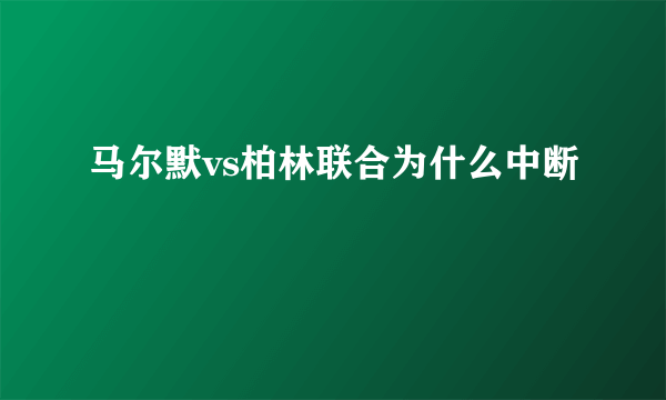 马尔默vs柏林联合为什么中断