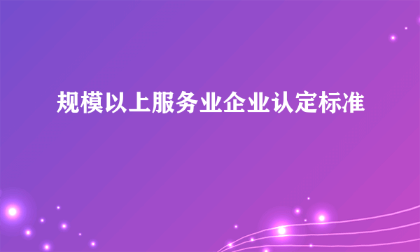 规模以上服务业企业认定标准