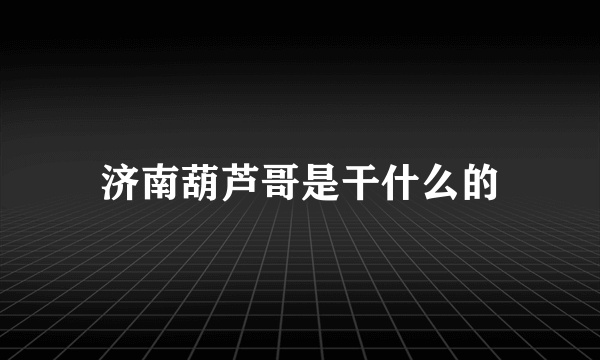 济南葫芦哥是干什么的