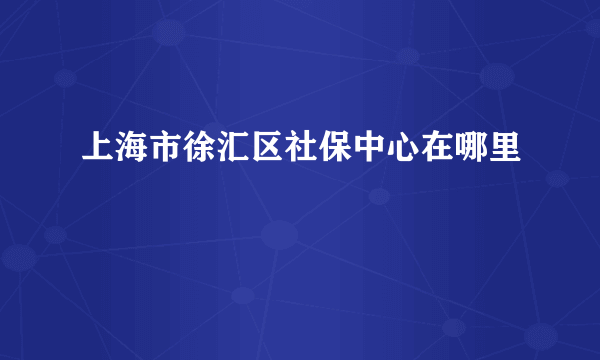 上海市徐汇区社保中心在哪里