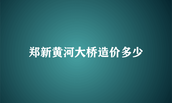 郑新黄河大桥造价多少