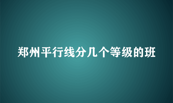 郑州平行线分几个等级的班