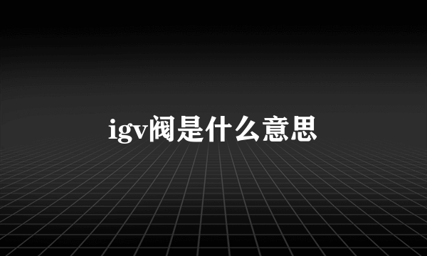 igv阀是什么意思