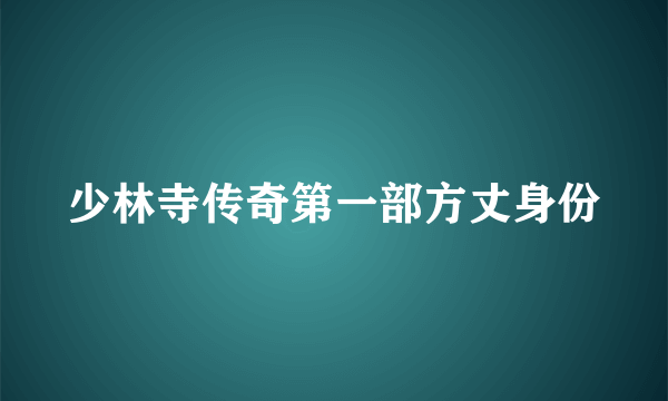 少林寺传奇第一部方丈身份