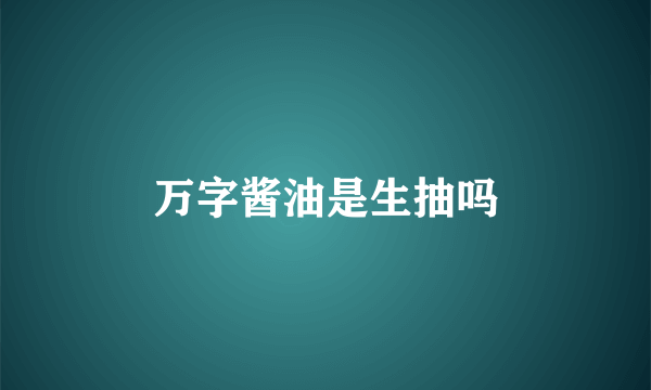 万字酱油是生抽吗