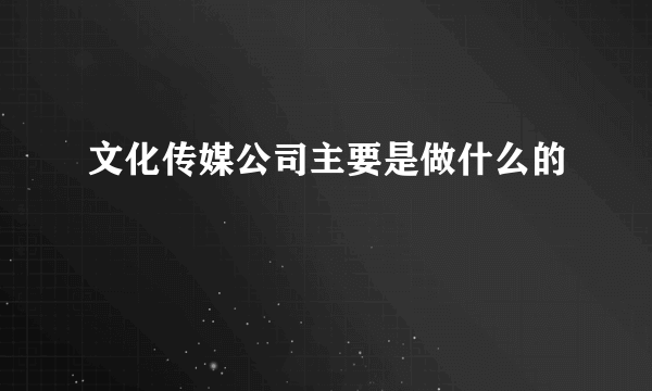 文化传媒公司主要是做什么的