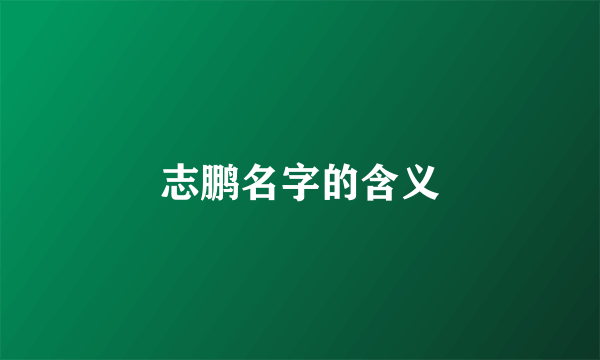 志鹏名字的含义