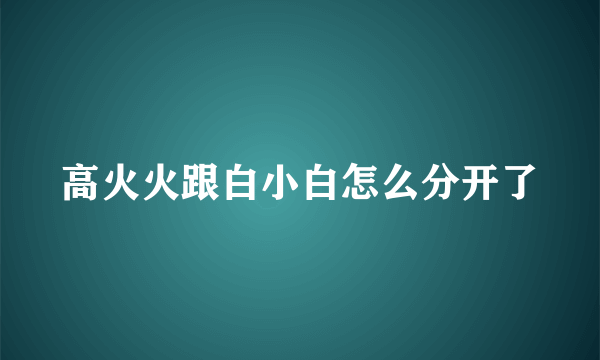 高火火跟白小白怎么分开了