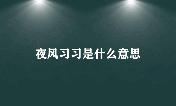 夜风习习是什么意思