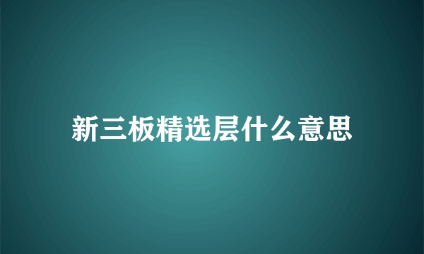 新三板精选层什么意思