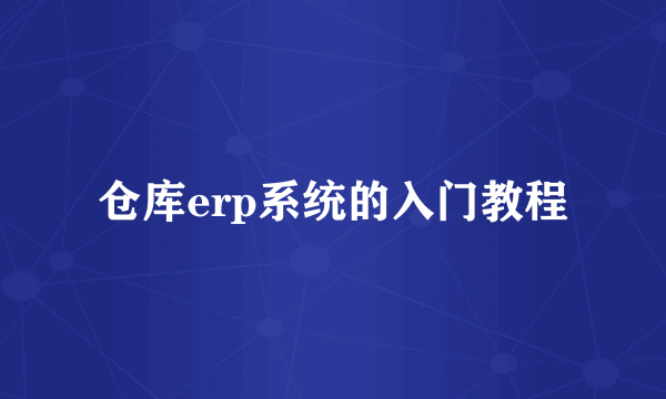 仓库erp系统的入门教程