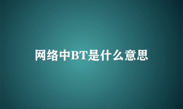 网络中BT是什么意思