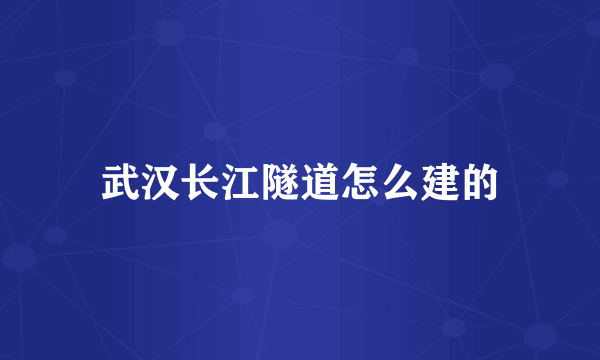 武汉长江隧道怎么建的