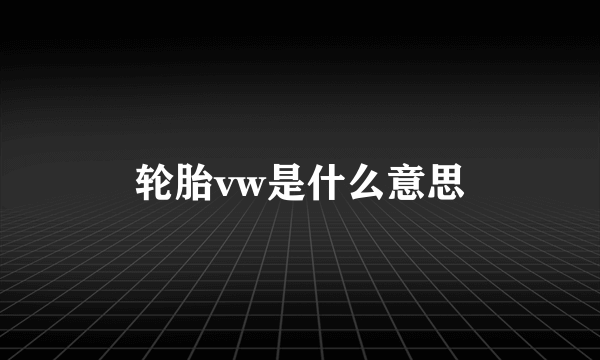 轮胎vw是什么意思