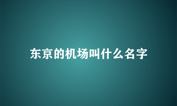 东京的机场叫什么名字