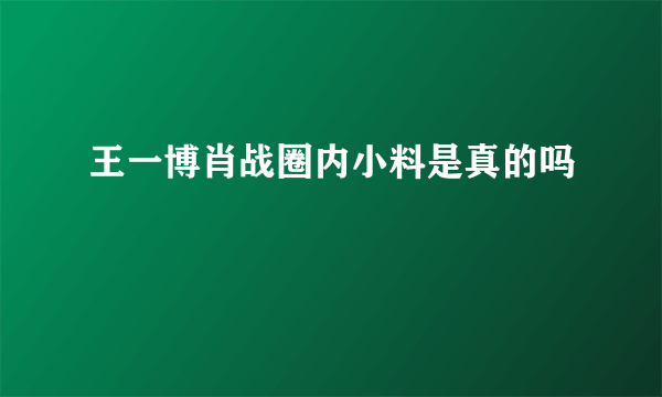 王一博肖战圈内小料是真的吗