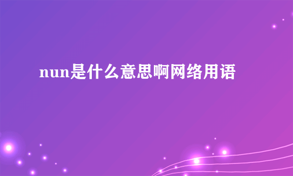 nun是什么意思啊网络用语