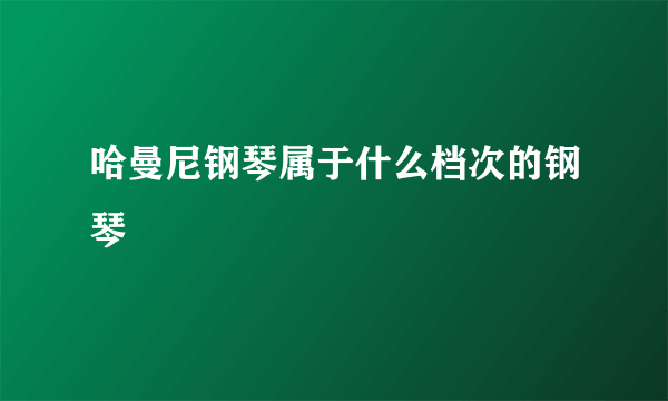 哈曼尼钢琴属于什么档次的钢琴