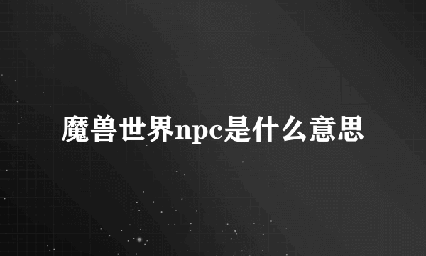 魔兽世界npc是什么意思